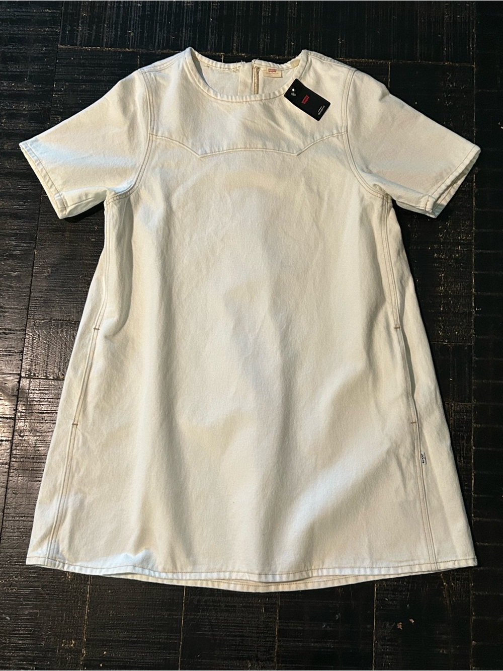Levi's Cream Denim Short Sleeve Shift Dress